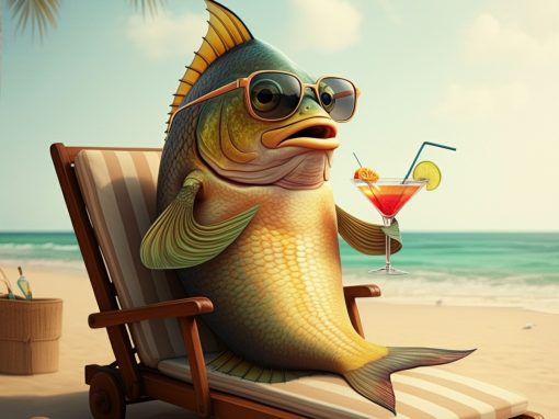 Fish drinking cocktail